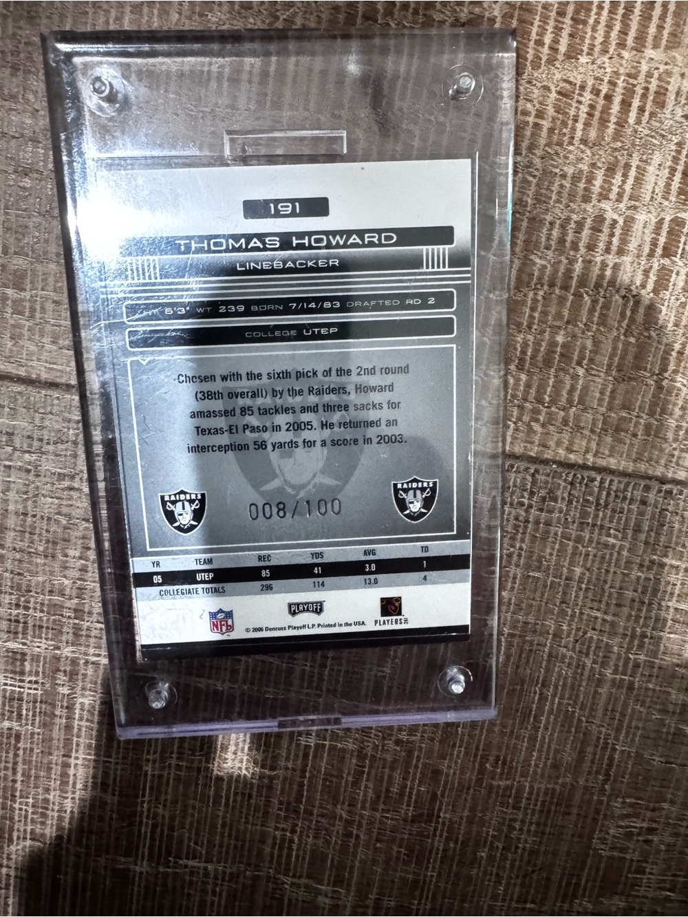 NFL Clear Plastic Card Case with Black and Silver Insert